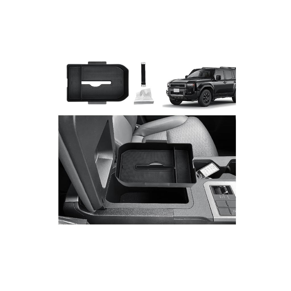 ECOZEN Armrest Console Tray for the New Toyota Land Cruiser This center console tissue holder and small item storage box is made of ABS material and