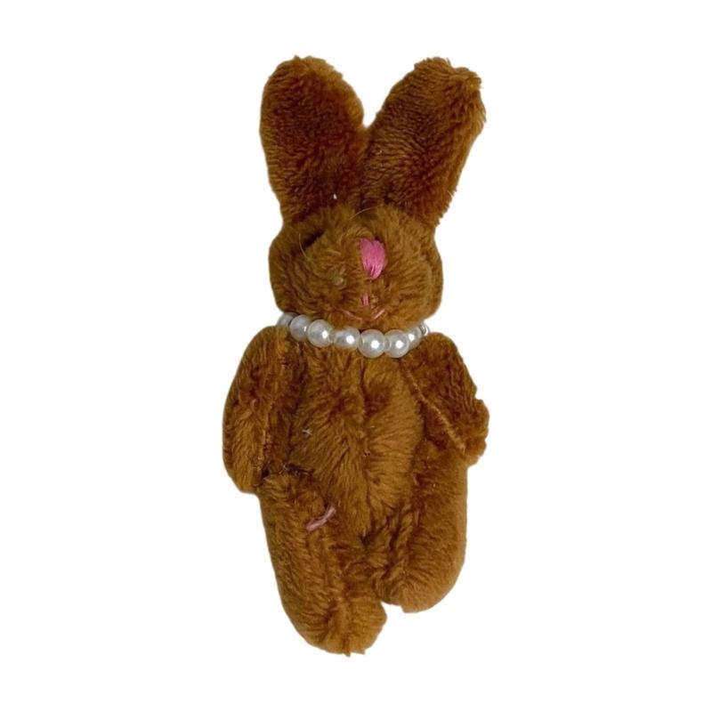 Cartoon Rabbit Phone Charm with Pearls Necklace PP Cotton Texture Suitable for Jewelry Accessories and Gift Decoration