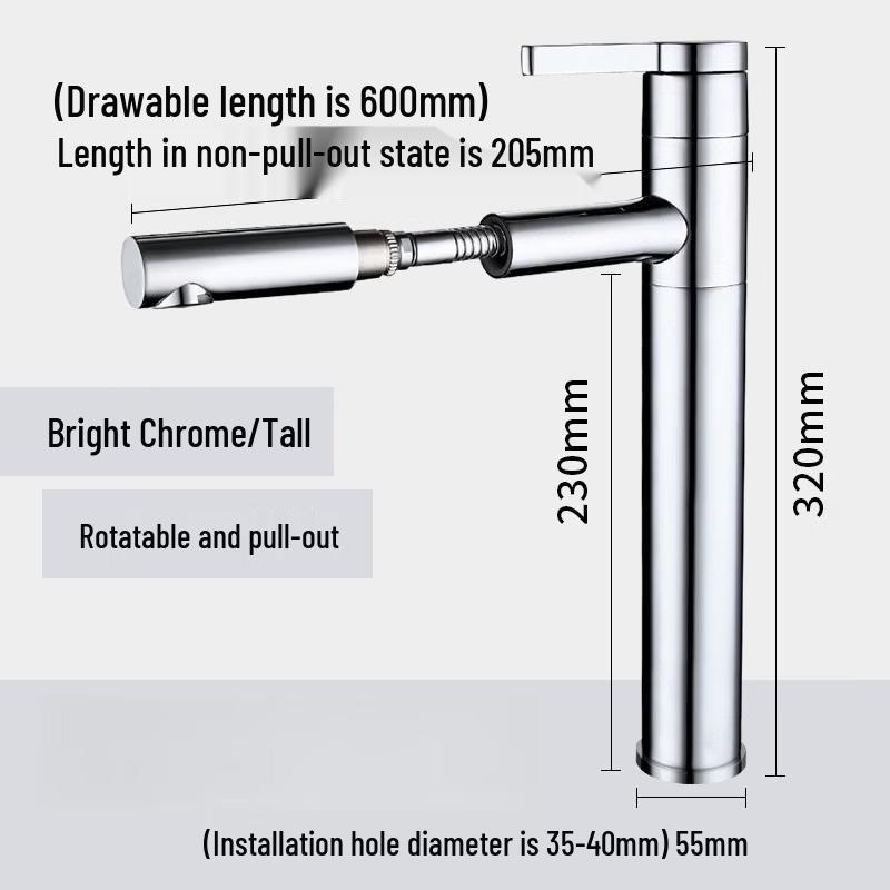 TLXT Bathroom Pull-Out Basin Faucet
