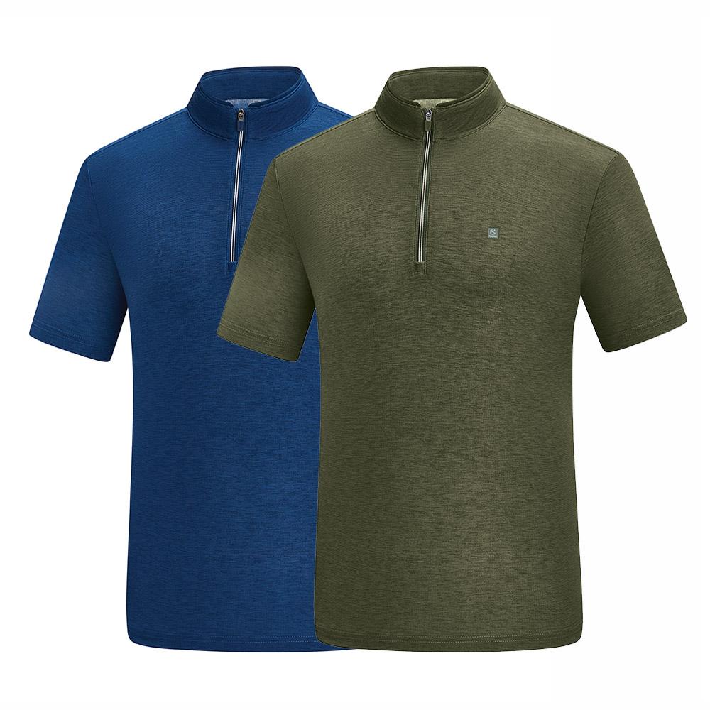 KOLPING Men'S Summer High Cool Zip-Up Short Sleeve T-Shirt Isole (Men) Kut0569M