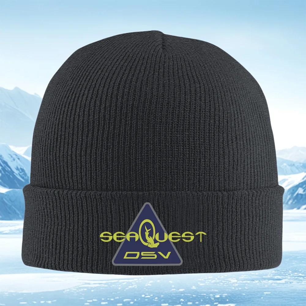 Sea Quest Blue Triangle Shape Emblem Unisex Women Unisex Knitted Hat Beanie Pullover Cap Winter Thermal Warm Christmas Outdoor Cycl