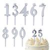 Wiederverwendbares Zahlen-Geburtstagskerzenhalter-Set Verstellbarer Kerzenständer Silberner Kuchenaufsatz Dekorationen Partykuchen Zubehör