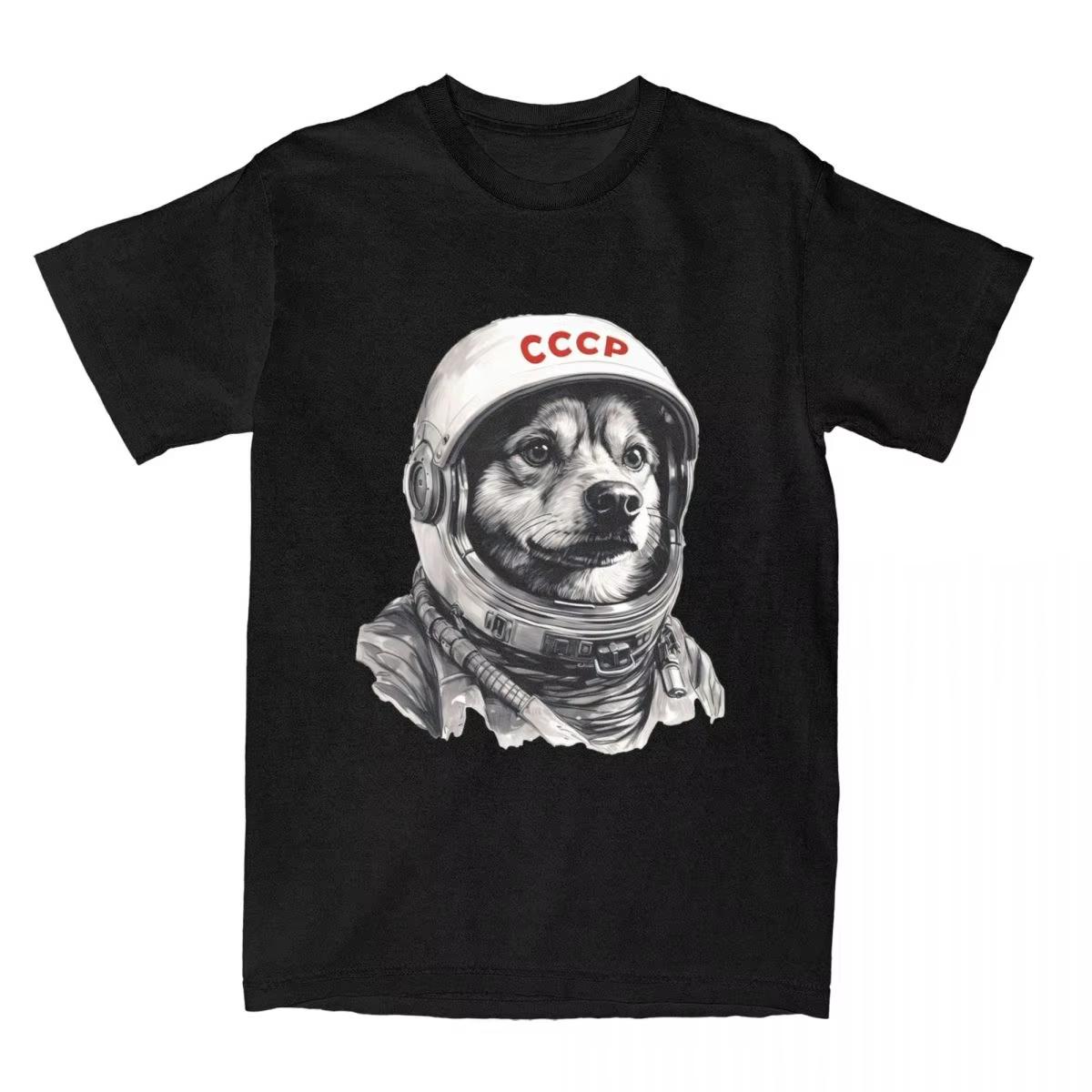 2026 Summer CCCP Rusia Laika Space Urss Astronauta Dog Print Tshirt Short Sleeve Streetwear Unisexs and Womens Tshirt Unisexs Top 3XL
