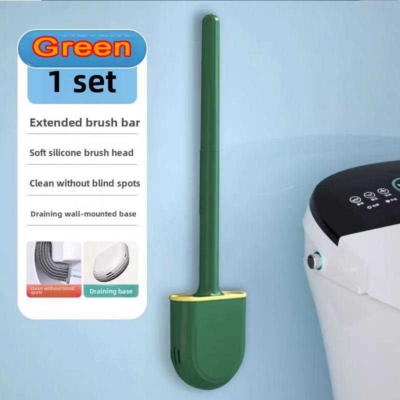 Silicone Toilet Brush and Holder Wall Mounted for Bathroom Quick Drying Efficient Professional Deep Cleaning  Toilet Brush