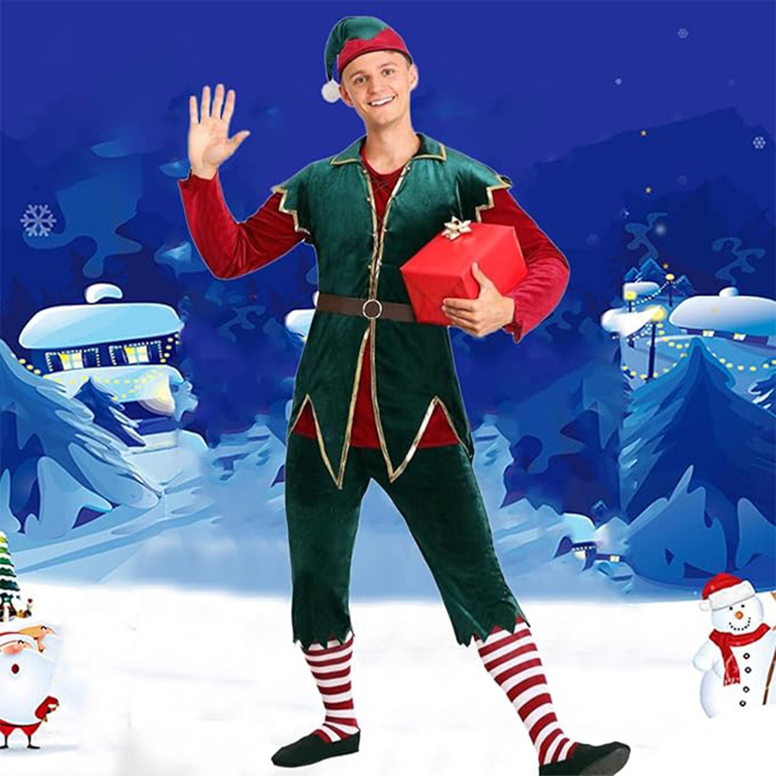 

Mens Long Sleeved Plush Christmas Performance Dress With Plush Hat Performance L