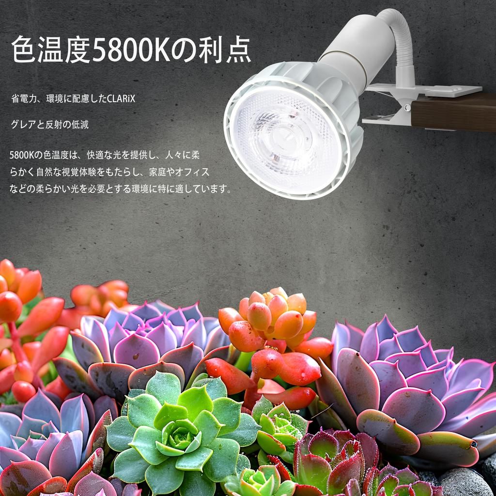 Pispoer Clip Lamp, 24W Plant Grow Lamp, Color Rendering Index RA98 Full Spectrum (Saves Plant Grow Light Requirements), Color Temperature 5800K (Dayli