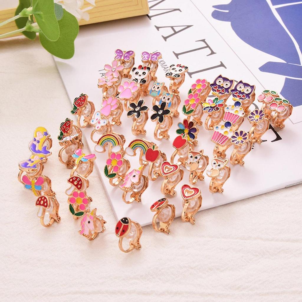 20 Pairs Of Girls Clip On Earrings Kids Cute Flower Earring