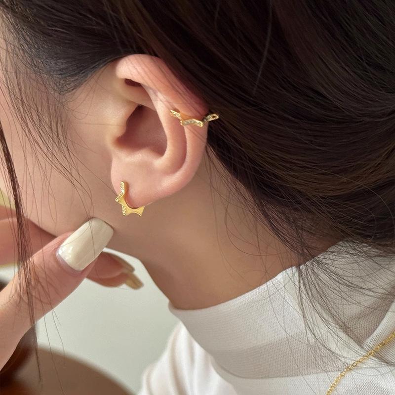 Heksagram Ørekrok Kvinners Lett Luksus Nisjedesignfølelse Zirkon Stjerne Øredobber Temperament Øredobber