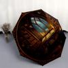 Enchanted Library Round Rug: Mystical Bookshelf DesignUmbrella, Portable 3-Fold Umbrella for Men & Women,Christmas Gift ES353