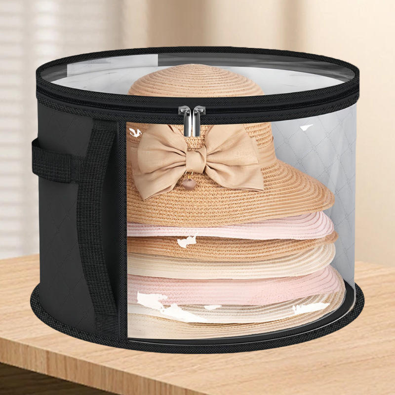 1Pc Hat Box Round Travel Hat Organizer Wear-Resistant Storage for Caps Headwear Accessories Convenient Durable Portable Fashion