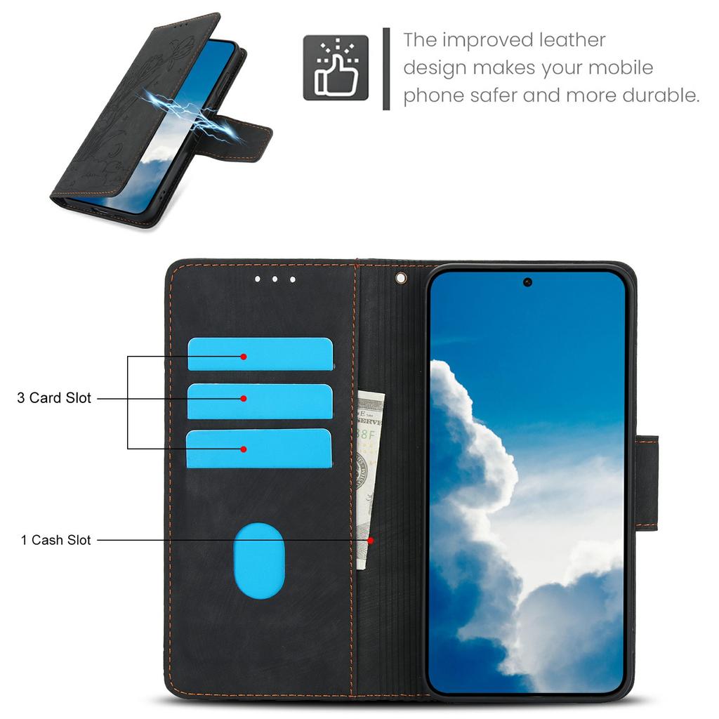 SY-001 For Samsung Galaxy S26 Case Flower Butterfly Leather Wallet Phone Cover with Hand Strap