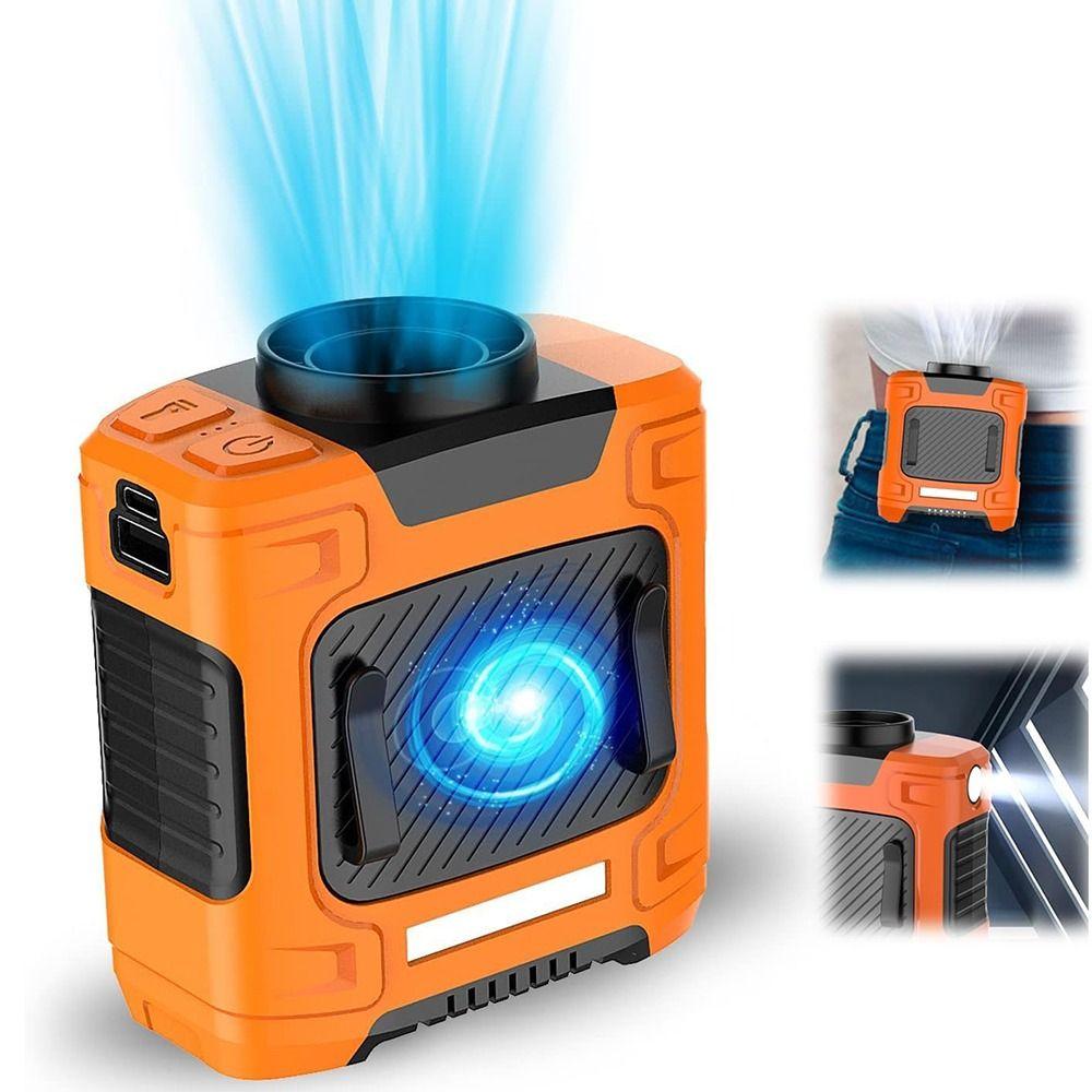 10000mah Belt Clip Fan 3 Speeds Outdoor Fan with Flashlight Safe Portable Waist Fan  Summer