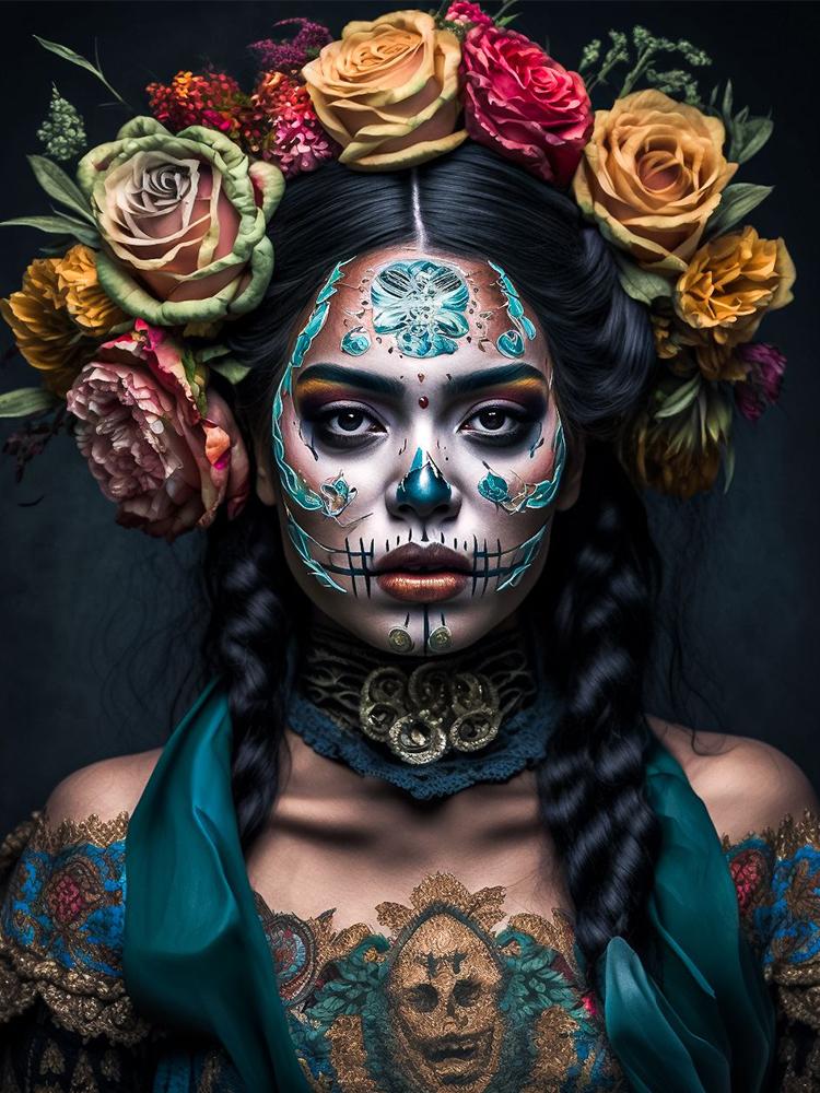 5D DIY Diamond Painting Skull Face Woman Rhinestone Mosaic Tattoo Girl Diamond Embroidery Art Mosaic Home Decor Handmade Gift