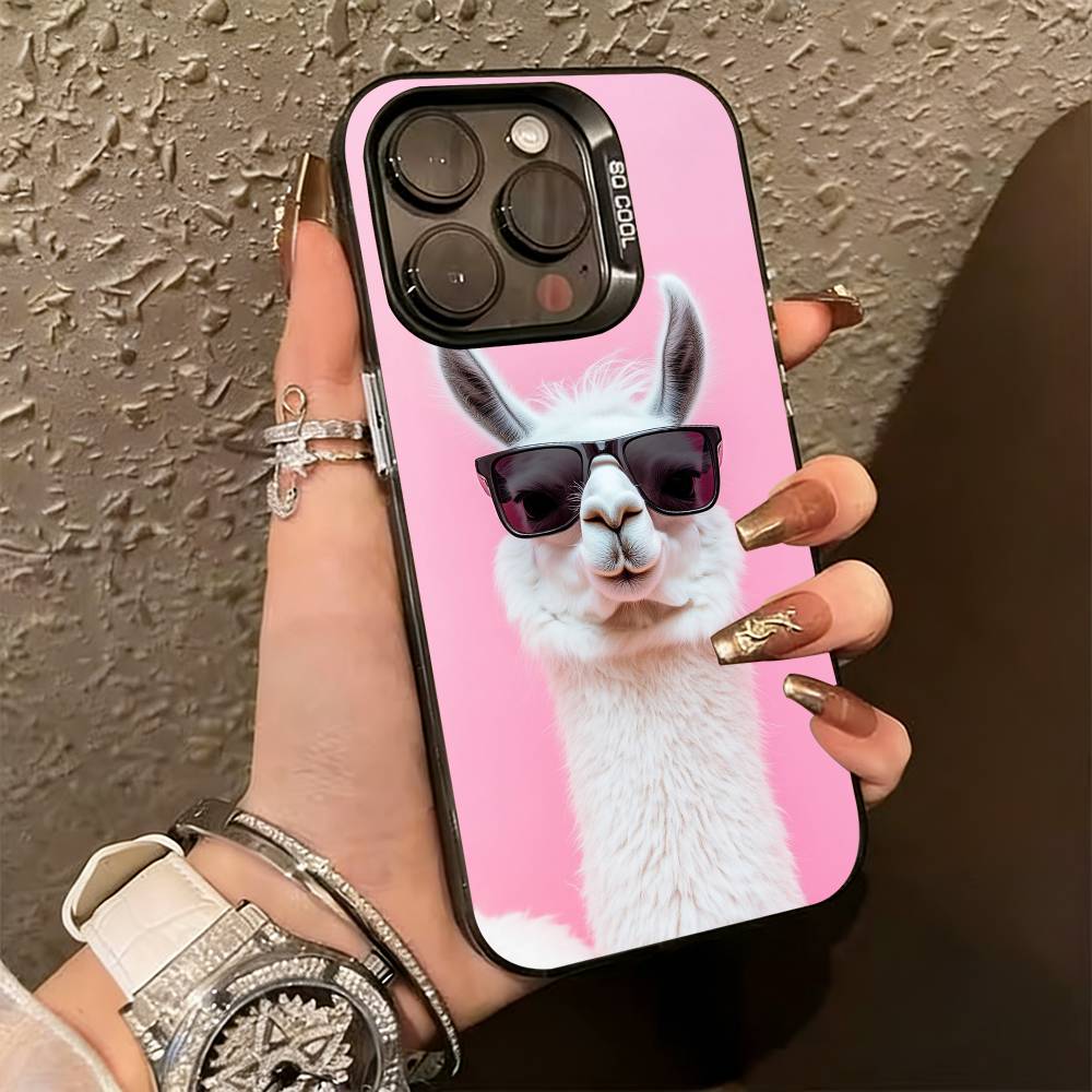 F-Funny A-Animals A-Alpaca Phone Case For iPhone 17,16,15,14,13,12,11 Plus,Pro Max,XS,Colorful Silver Black Cover iPhone14Plus