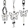 Black Butterfly Bead Pendant Phone Charm Straps Y2K Lanyard Purse Accessories