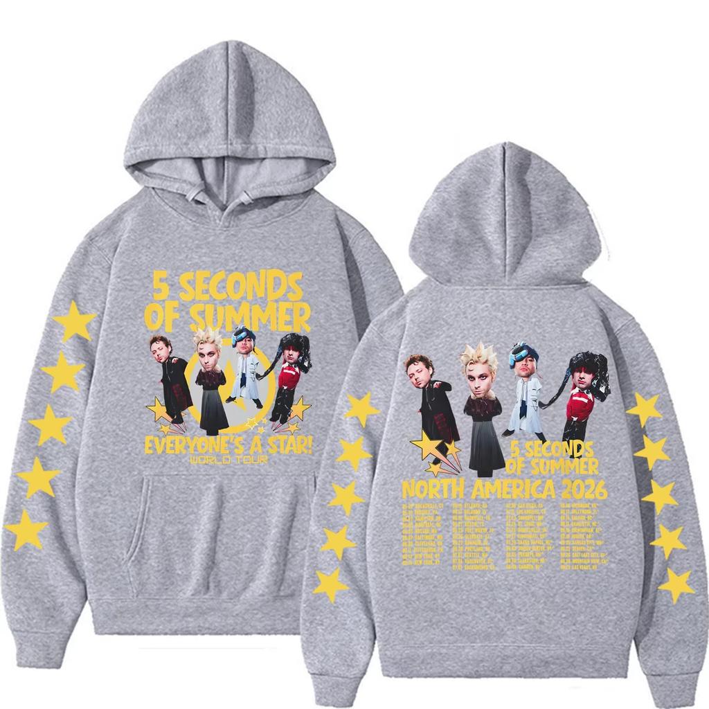 5 Seconds of Summer Everyone's A Star 2026 World Tour Sweatshirts Men Women Long Sleeve Casual Streetwear Soft Sweatshirt Loose Cozy and Versatile