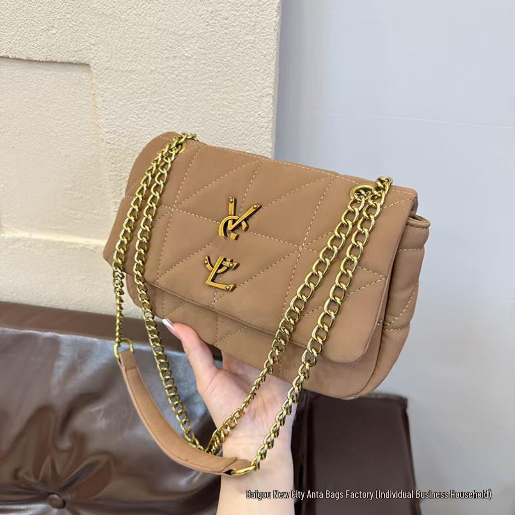 2025 Autumn/Winter Women's Colorblock Chain Bag - Versatile & Stylish Shoulder/Crossbody Handbag