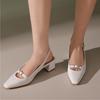 Slingback Medium Heels Pumps Shoes Woman 2026 Elegant Close Toe Black Blue Red Nude Heeled Office Wedding Shoes Ladies Sandals