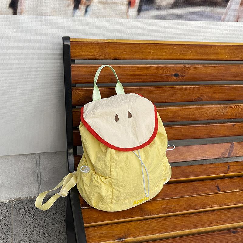 Dopamine Contrast Color Nylon Backpack Cute Fruit Shape String Shoulder Bags Female Leisure Commuting School Bag