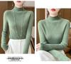 Women's Designer-Inspired Slim Fit Half-High Collar Knit Sweater, Thick Solid Color, Perfect Autumn/Winter Base Layer