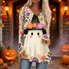 Women's Casual Long Sleeve V-Neck Print Mid-Length Tunic Top