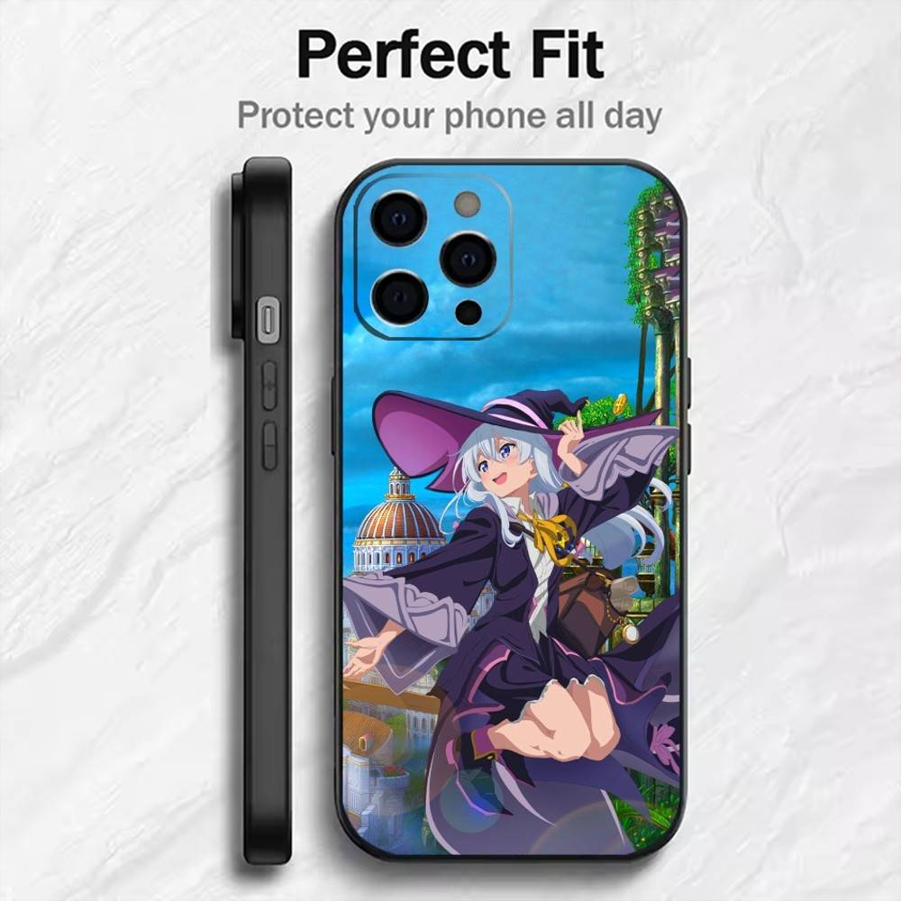 

The Journey of E-Elaina Phone Case For iPhone17,16,15,14,13,12 Plus,Max Soft Silicone Black Cover iPhone16promax