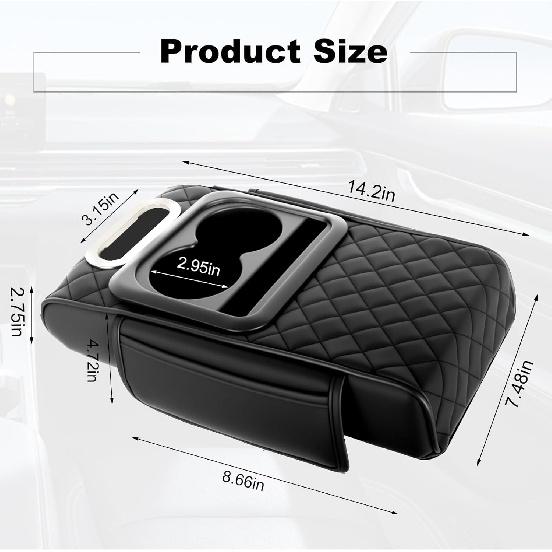 5-in-1 Arm Rest Cover Universal Armrest Storage Box Upgrade Memory Foam Console Cover with Cup for Car Phone Tissue Box Holder