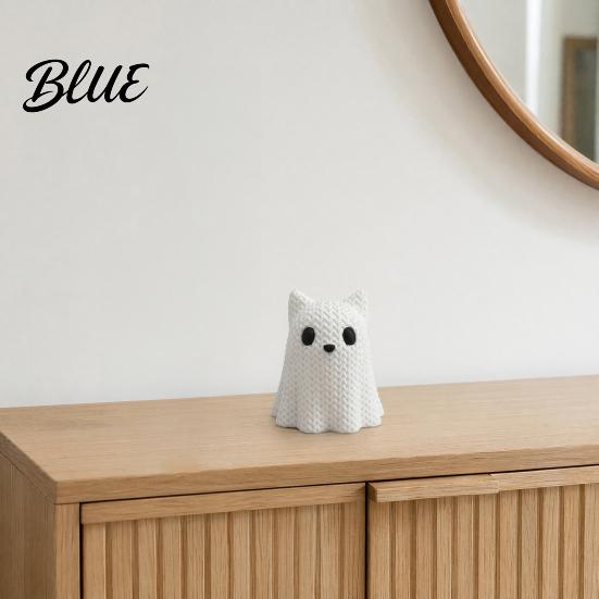 Stable Halloween Figurine 3D Printed Ghost Dog/Cat Ornaments Knitted Texture Animal Figure Decorations
