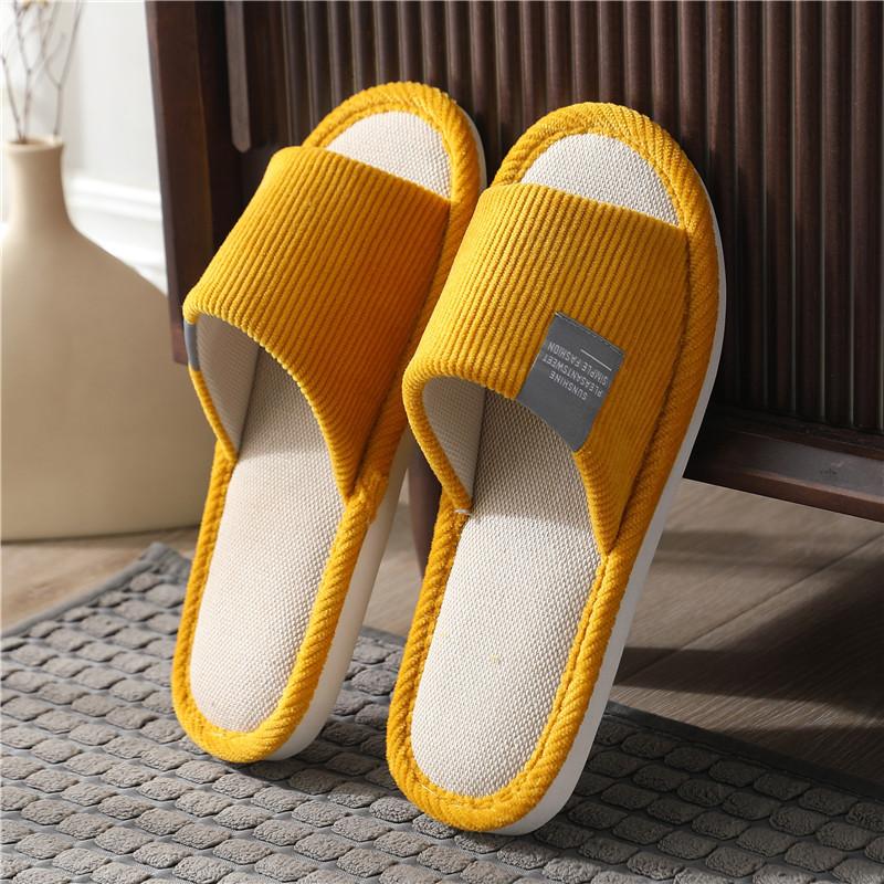 Four Seasons Linen Slippers Women's Home Cute Autumn and Winter Non-slip Sweat-absorbing Cotton and Linen Cloth Couple Floor Slippers Men