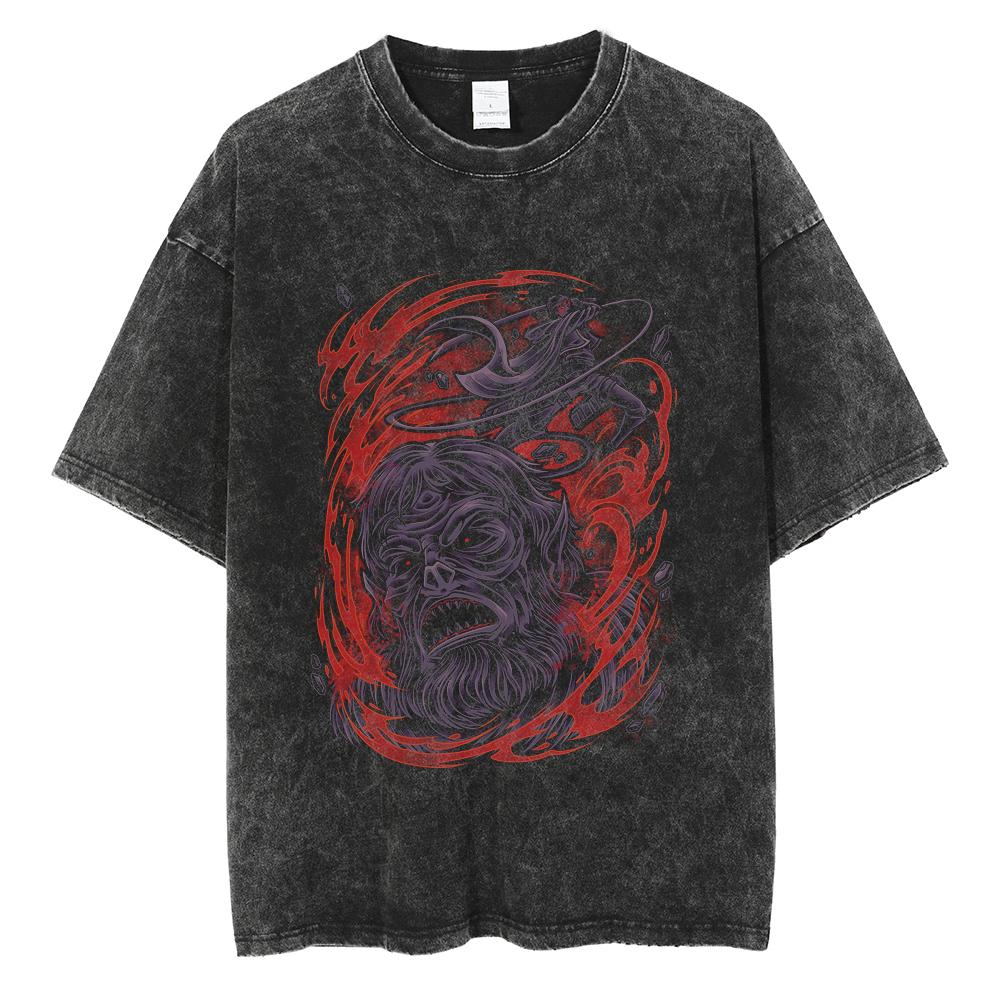 Hot Anime Attack On Titan Levi Ackerman Printed Washed Tshirt Men High Quality Cotton T-shirts Harajuku Male Oversized T Shirt