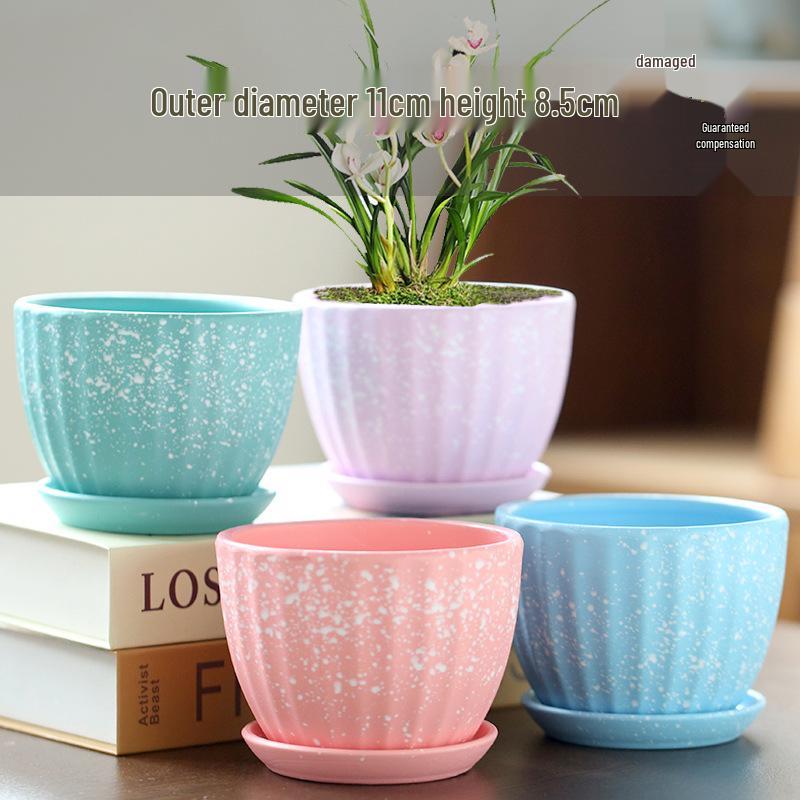Elegant White Ceramic Flower Pot with Tray - Ideal for Ivy, Spider Plants, and Succulents