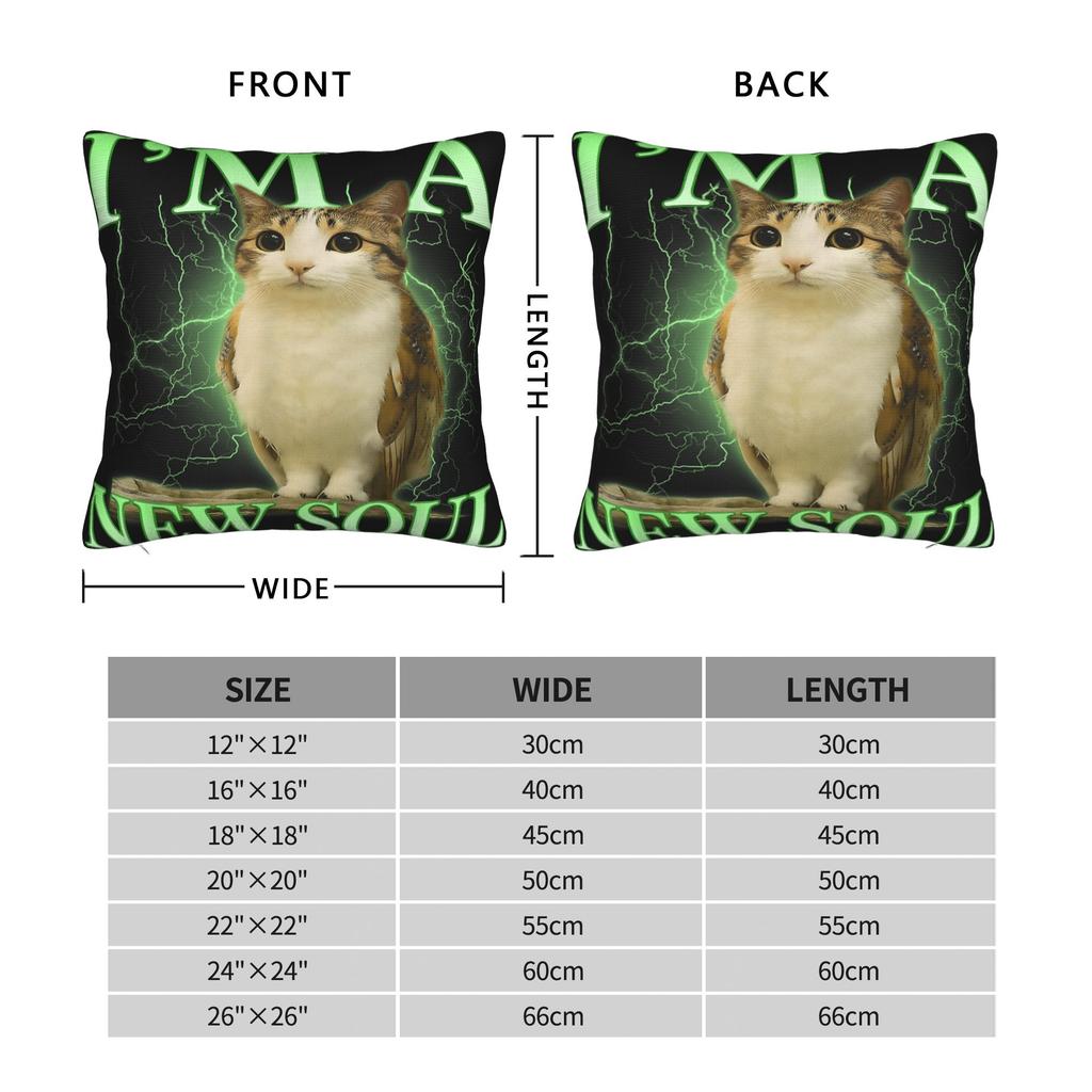 Cat Owl Funny Pillow Case Graphic Pillow Cover Retro Trendy Cushion Cover For Office Car Home Decor