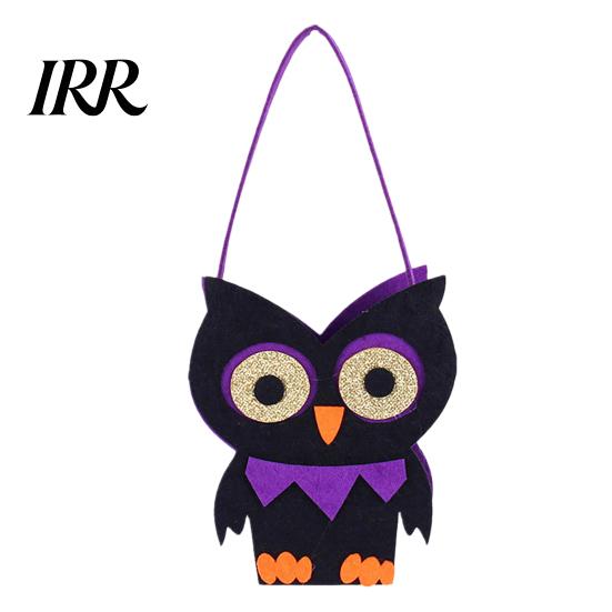 Recyclable Party Souvenir Totes Halloween Felt Candy Bag, Pumpkin Ghost Skull Cat Owl Tote for Non-woven Gift Bags Kids, Non Woven Trick