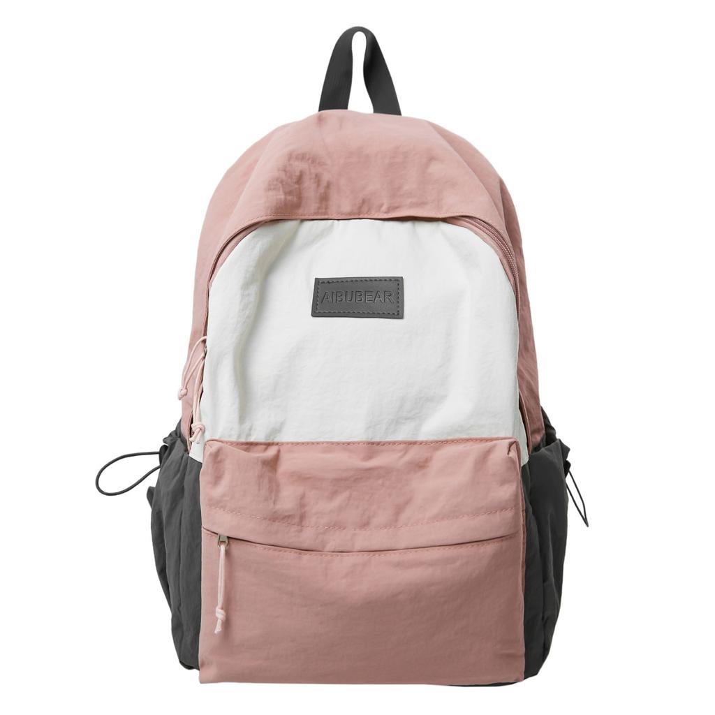 Schoolbag Splicing Contrast Color Casual Backpack Large Capacity Lightweight Trend Versatile Travel School Bag Student Couple Backpack