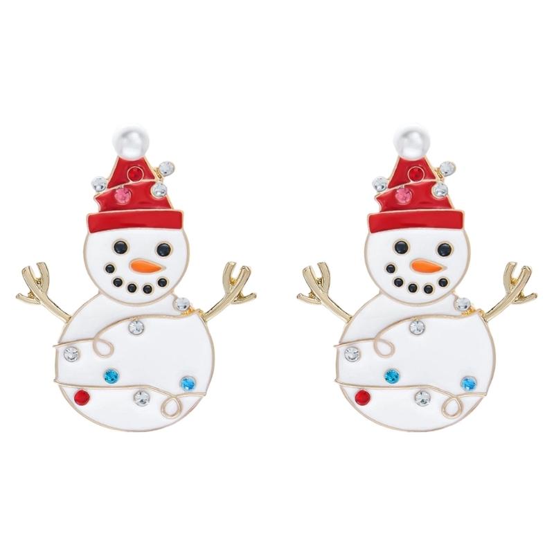Festive Enamel Earrings for Christmas Gatherings, Gold Tone Statement Pair with Holiday Detail for Winter Looks