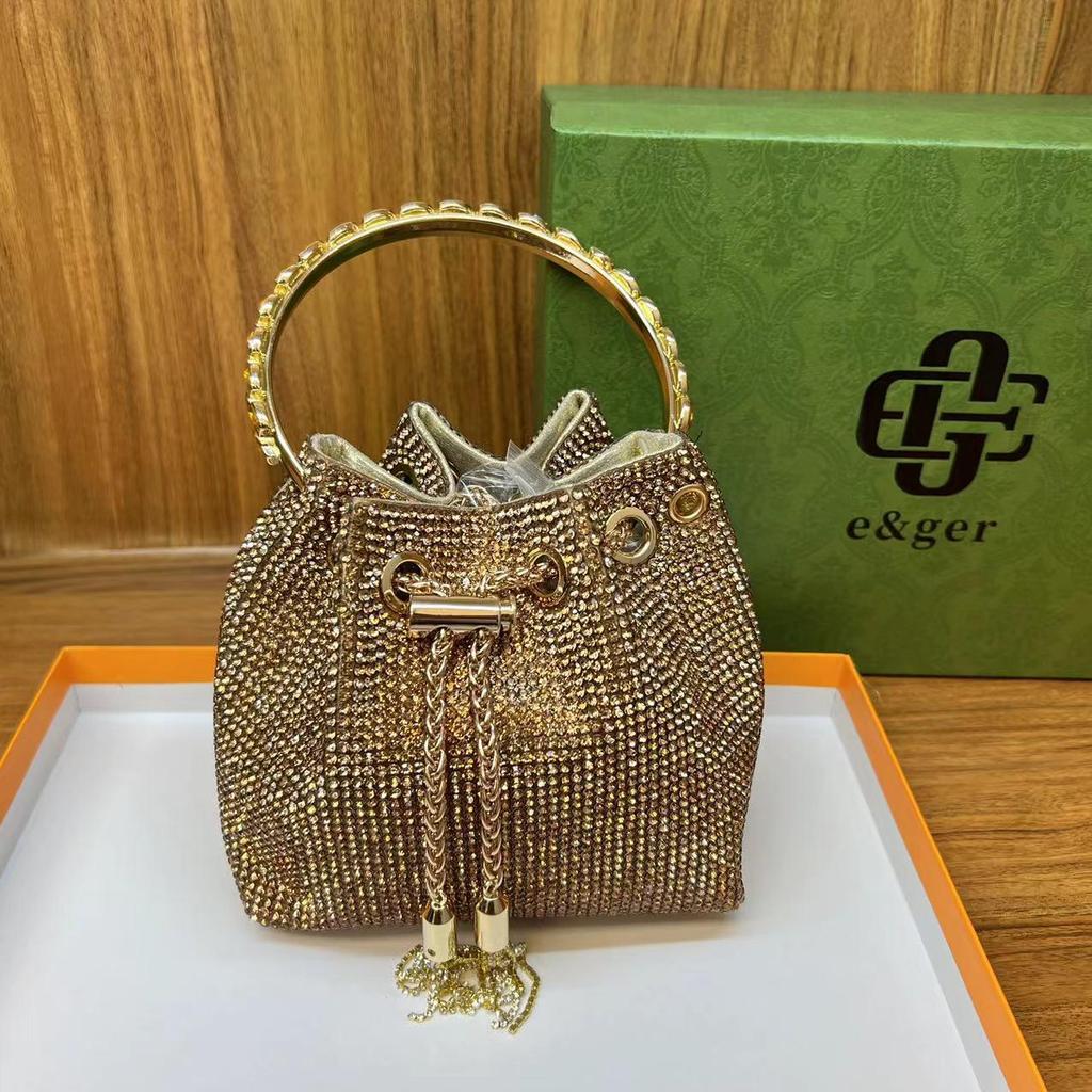 Dámská módní kbelíková taška s kamínky na rok 2023 - Celoplošný diamantový design Dionysus crossbody a podpažní trendy