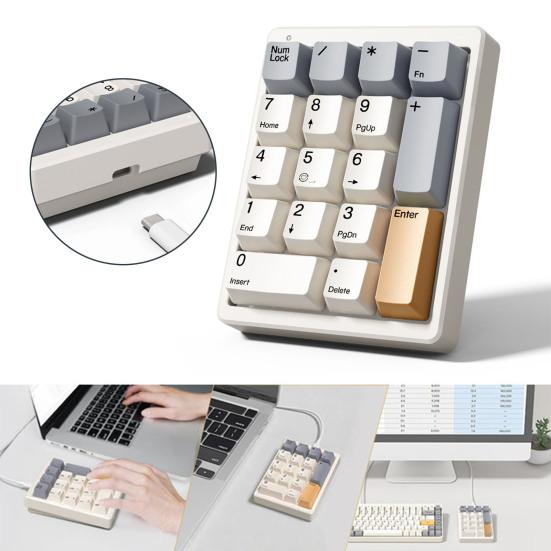USB Wired Mechanical Number Pad 17 Keys Number Keypad Laptop Computer Desktop Numpad Mini Numeric Keyboard PC Accessories