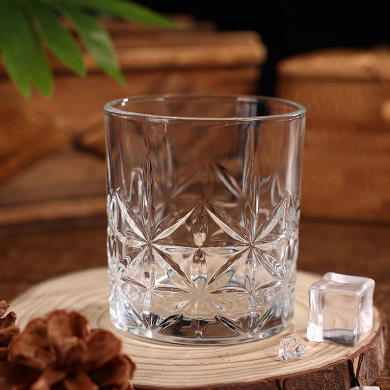 315ml/340ml Glass Ice Flower Carved Beverage Cup COLLINS GLASS Coffee Cups Household Water Bottle Drinkware Transparent Tea Mug