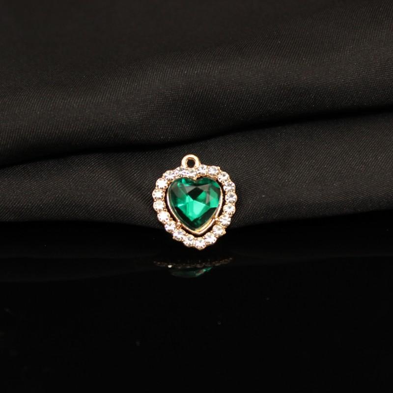Alloy Diamond Belt Hanging Heart Pendant Color Transparent Necklace Bracelet Accessories Pendant Peach Heart Love Pendant