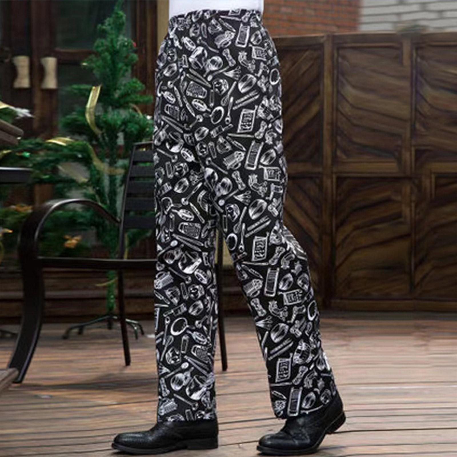 

el Брюки униформы, Поварские брюки в полоску, Эластичные брюки официанта ресторана M серебряный