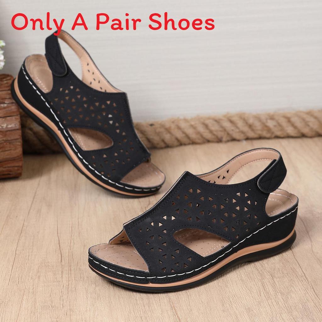 Summer Hollow Out Sandals For Women With Magic Tape Closure And Rubber Sole