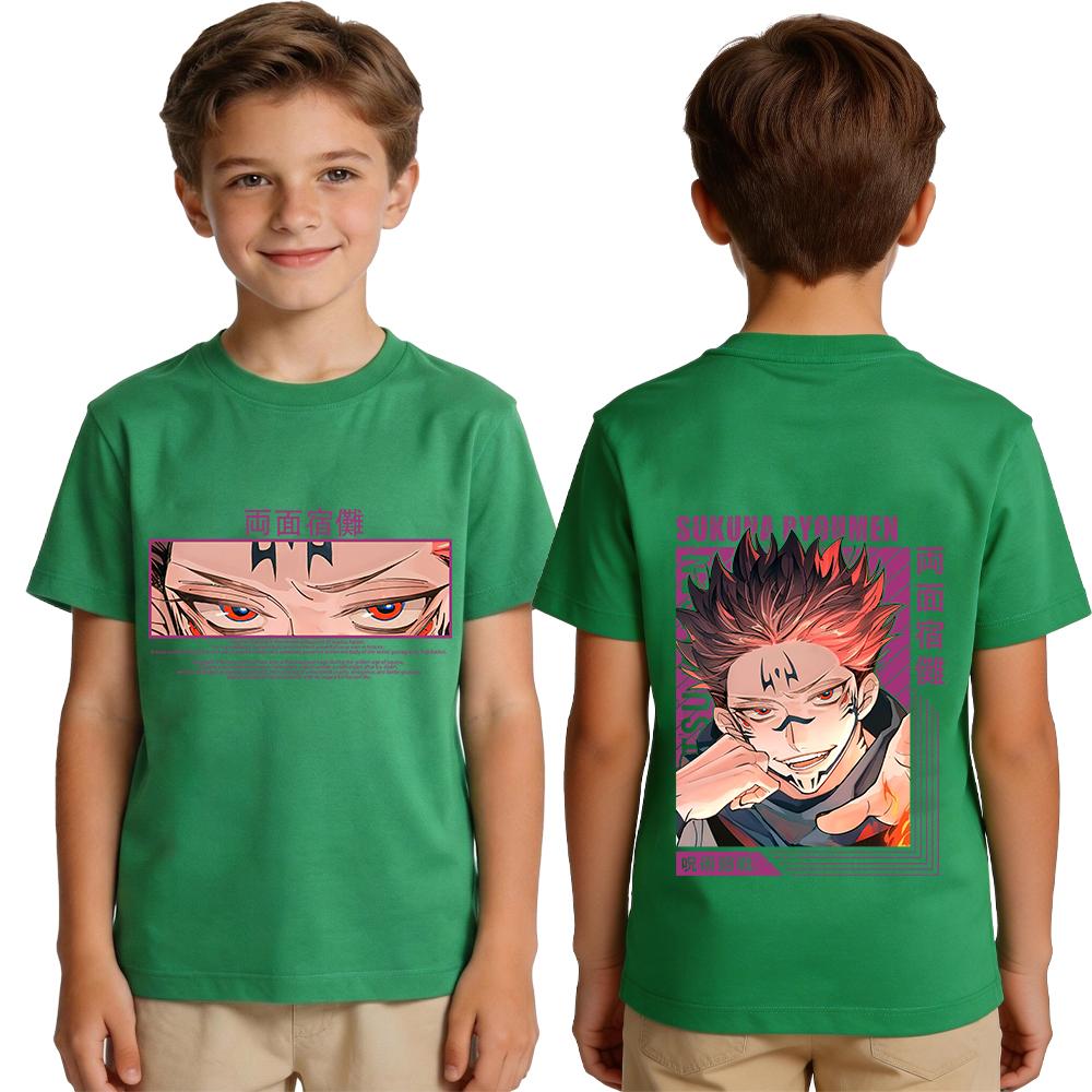 Jujutsu Kaisen Ryomen Sukuna Anime Print Kids T Shirt Casual Cotton Boy Top Tee Clothes