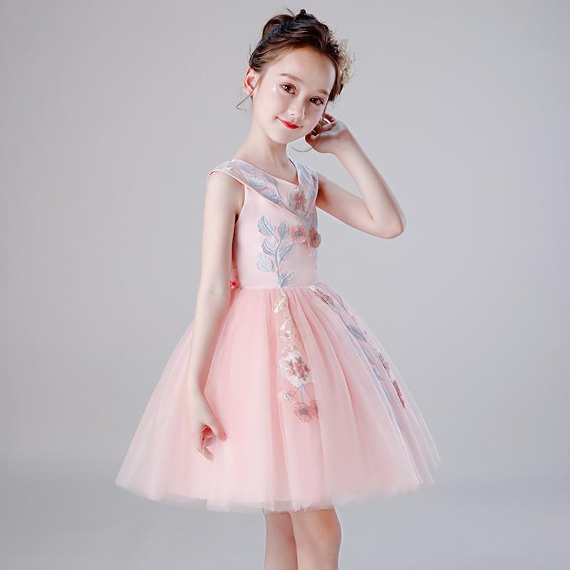 Children's Formal One-Shoulder Princess Dress - Fashionable, Slimming, Fluffy Gauze for Vocal Performance and Art Exams