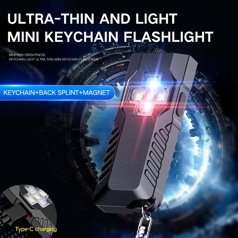 Portable Keychain Outdoor Lighting - Mini High Brightness Rechargeable Cycling Light for Night Use