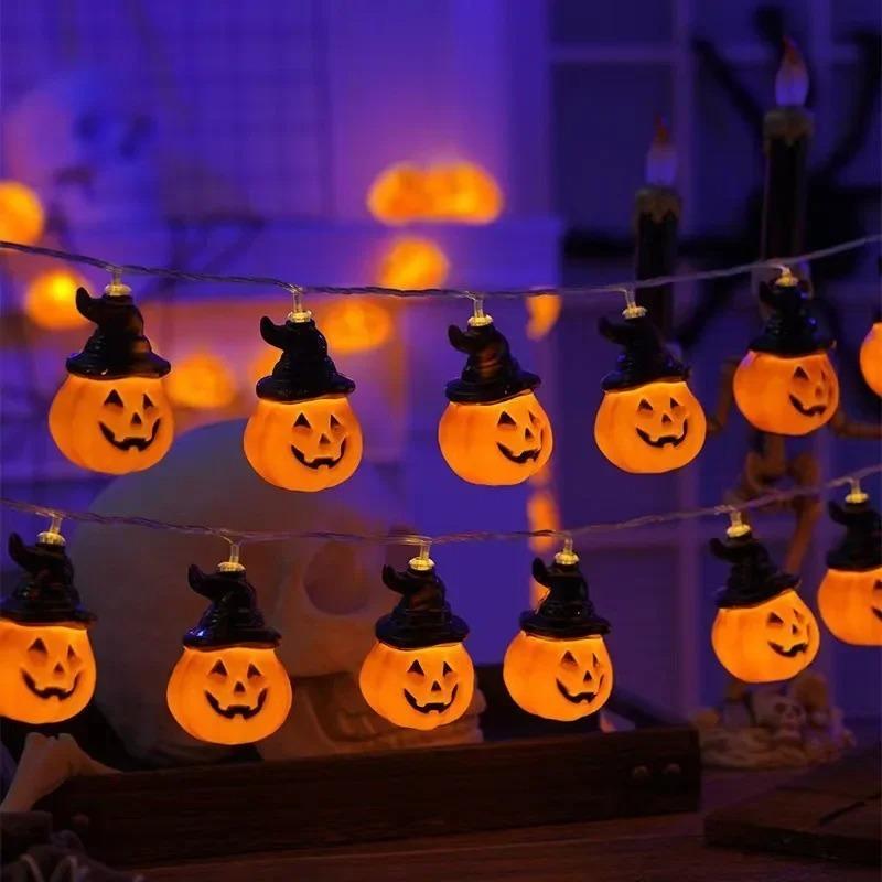 Solar LED Hallowen String Light Terror Skull And Pumpkin Colorful Wind Chime Lamp Outdoor Waterproof Solar Light For Hallowen