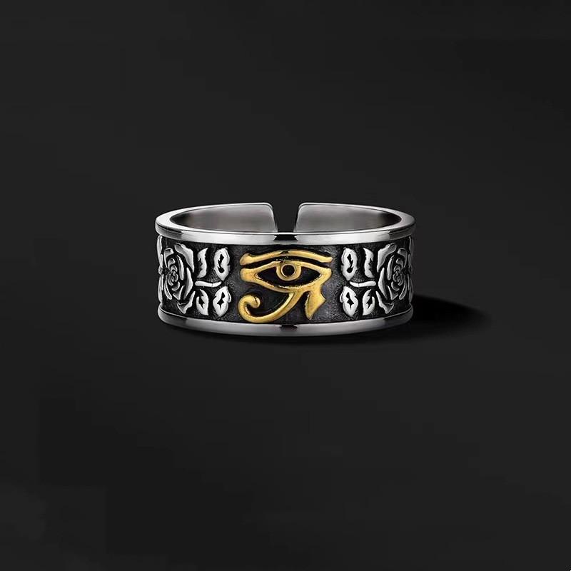 Horus Eye Adjustable Ring Men Women Vintage Boho Geometric Plated Copper Finger
