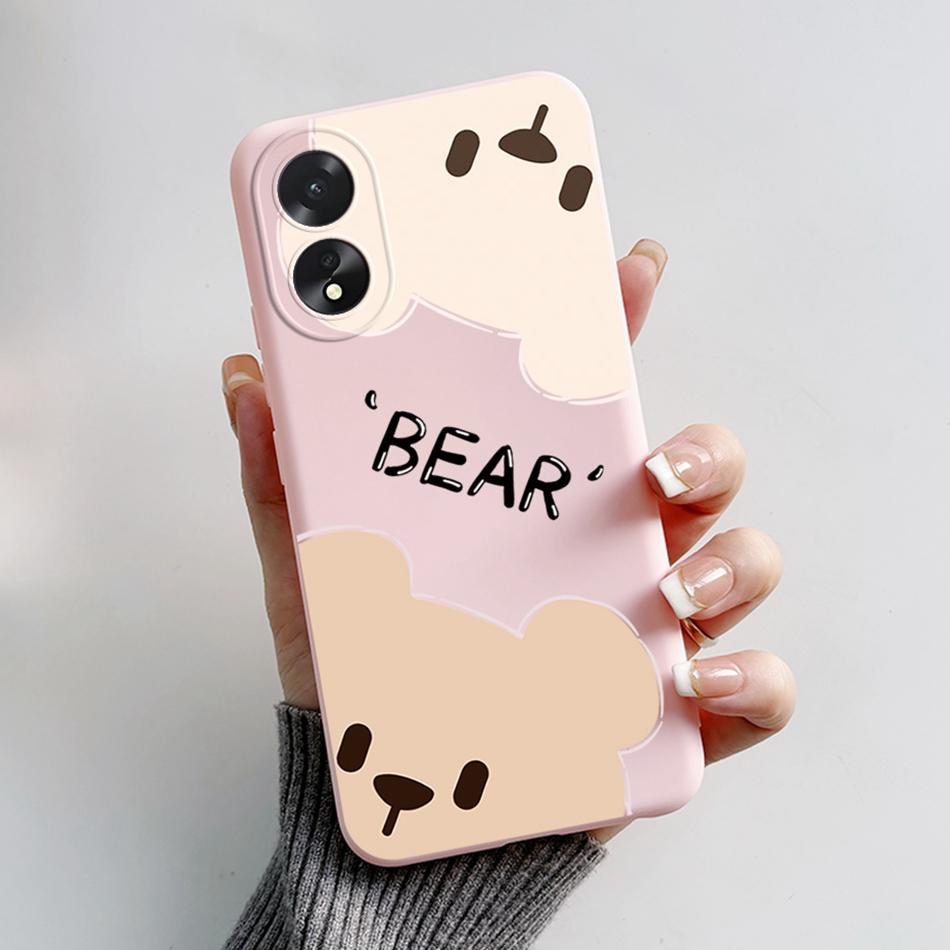 For Oppo A18 A38 Case Cute Bear Frog Cartoon Soft Silicon Phone Case For Oppo A38 4G A 38 OppoA38 CPH2579 6.56" Back Cover Capas