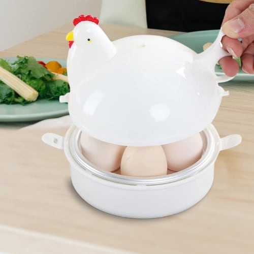 Chicken-shaped Egg Boiler, 4 Pieces, Boiled Egg Maker, Microwave-safe, Egg Steamer, Steamer for Hard-boiled Eggs, Chicken-shaped Egg Cooker, Boil-in-t