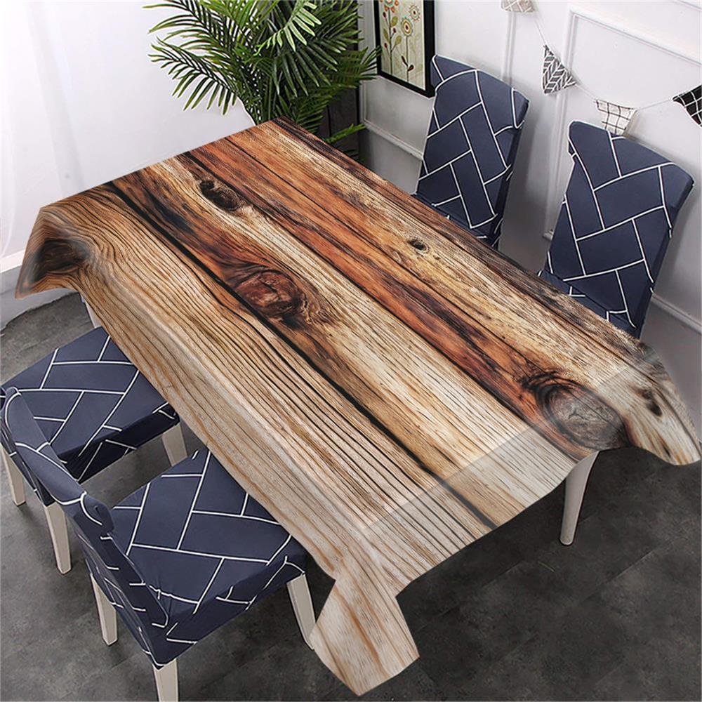 Rustikales Holzmaserung Rechteckiges Polyester Tischdecke Ganzjahres Festliche Party Dekoration Für Zuhause Kaffeetisch Abdeckung