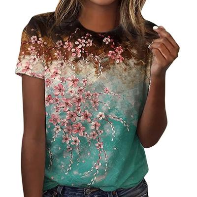 Summer Women's T-shirt 3d Print Floral Graphics Tees Casual Short Sleeve Tops Fashion O-Neck T Shirt for Women Flower Texture